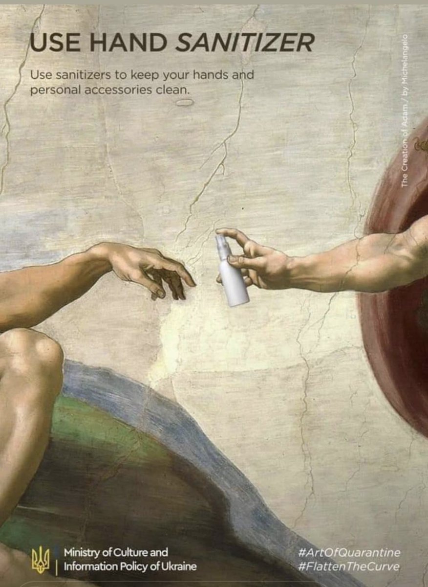 Holaiquetal's tweet photo. Brillant campanya de #comunicació del Ministeri de Cultura d'Ucrània per conscienciar la societat sobre la distància social amb el #Covid19, a través d'obres mestra retocades digitalment. #art #cultura #ComunicacióCultural
#DirCom #coronavirus https://t.co/YzfVeOLb3x