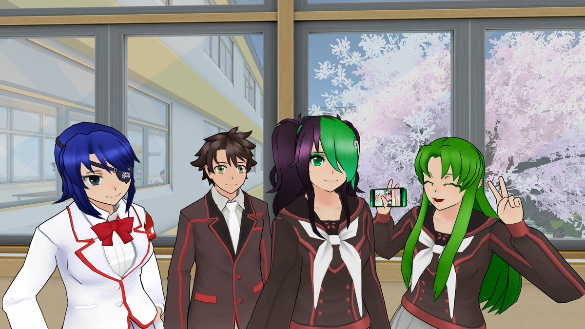 GitaYamahato's tweet photo. "1st pic: With @MiyujiS, Horuda and @GeijuTsuka4 
2nd: With one of my classmates Himari
3rd: With the Basu sisters
4th: With @TheSonyFanGirl1, @Toga_Tabara and @Midori_Gurinu_"

//By the way I created a new roleplay account named @InkyuBasu1. Go follow her! :D https://t.co/09avkKDMWA