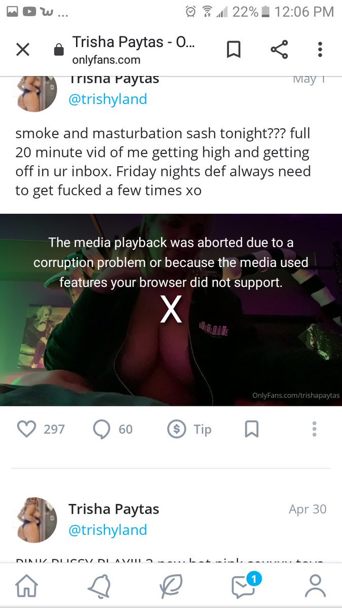 upcyclesarah's tweet photo. @trishapaytas your Onlyfan videos started giving be this error out of nowhere after always working perfectly before.   Anyone else having this issue? https://t.co/HgjF5m0QRd