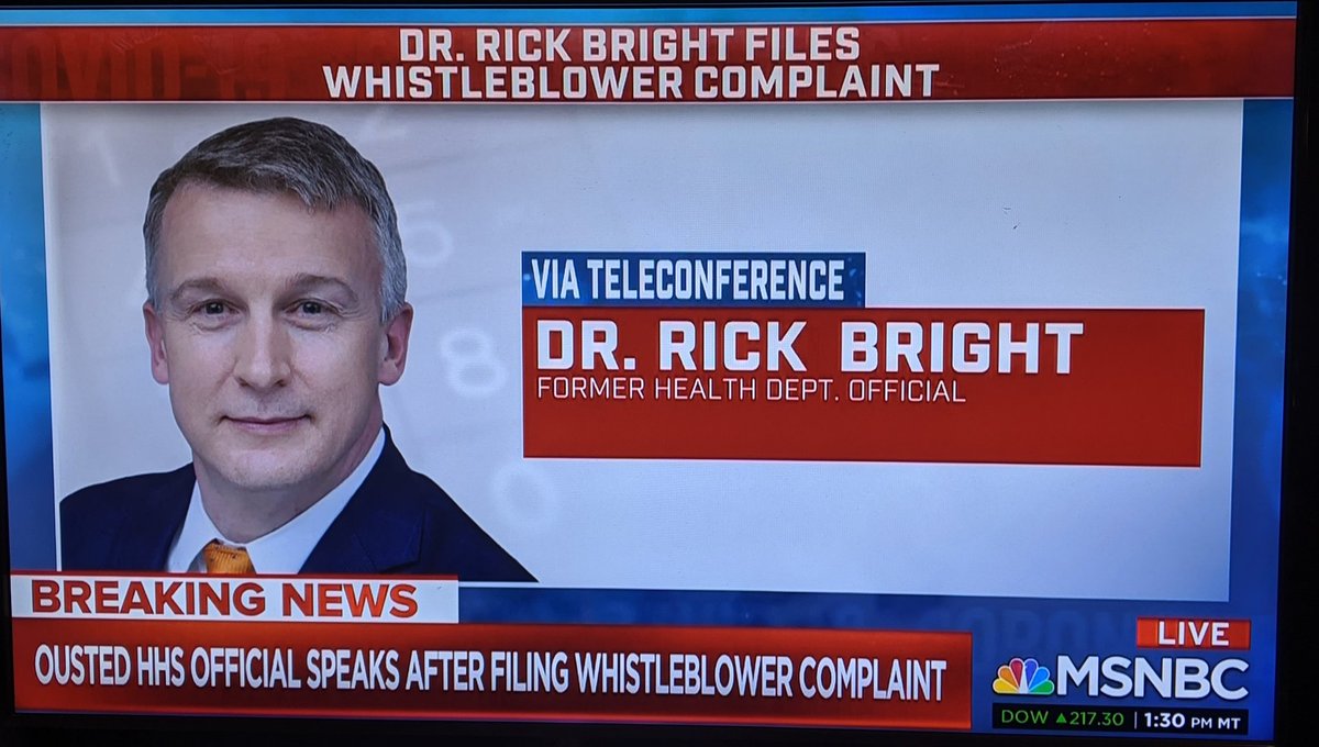 57MCM's tweet image. Dr. #RickBright, the former director of the U.S. Biomedical Advanced Research and Development Authority, has filed a #whistleblower complaint alleging that the Department of Health and Human Services failed to take early action to mitigate the threat of the #coronavirus #COVID19