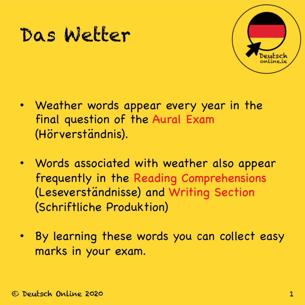 Deutsch Online Weather Vocabulary Leavingcert Leavingcert Leavingcert21 Leavingcertgerman Lc Studytips Onlinelearning Deutsch Wortschatz Vokabeln T Co Sg1txmli2n