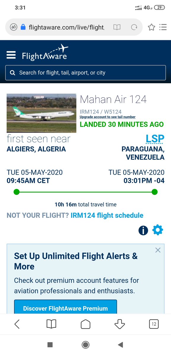 In Venezuela arrived fourteenth flight of Mahan air in row from Iran (with intermediate landing in Algiers)