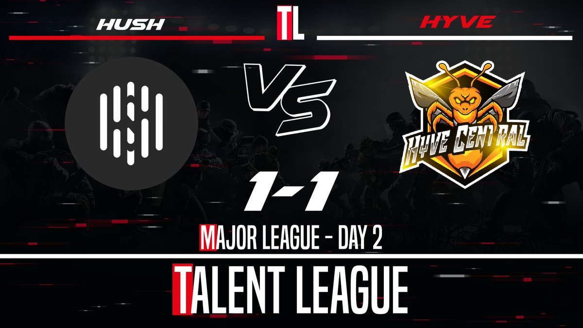 TalentRainbow6's tweet photo. Result of Day 2 - MAJOR League:

Congratulations to the team @hyvecentral @EsportsHush!
#talentleague #RainbowSixSiege #MAJOR https://t.co/pk0eytD6rz