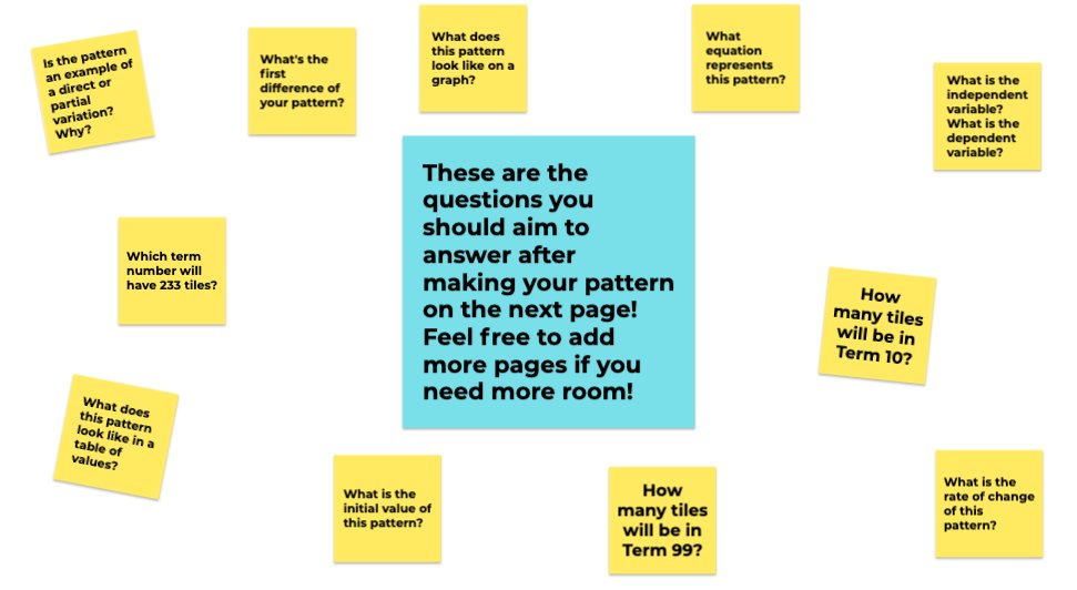m_cavarretta's tweet image. Gr. 9s using #Jamboard to show what they&apos;ve learned about #linearrelations by creating their own patterns (after I modelled one for them)! Love that I can give feedback so easily, and now have students resubmit with edits! #MTBoS #tdsbRL @GoogleForEdu @NorthviewHtsSS