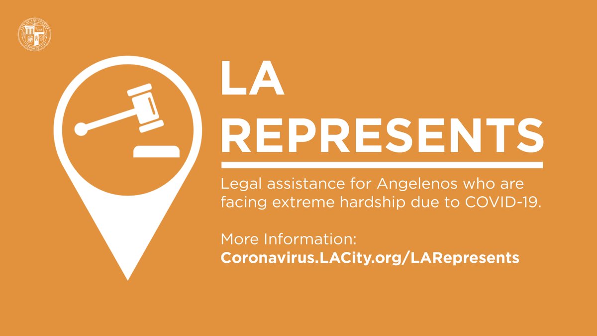 LA Represents. Legal assistance for Angelenos who are facing extreme hardship due to COVID-19. More information Coronavirus.LACity.org/LARepresents
