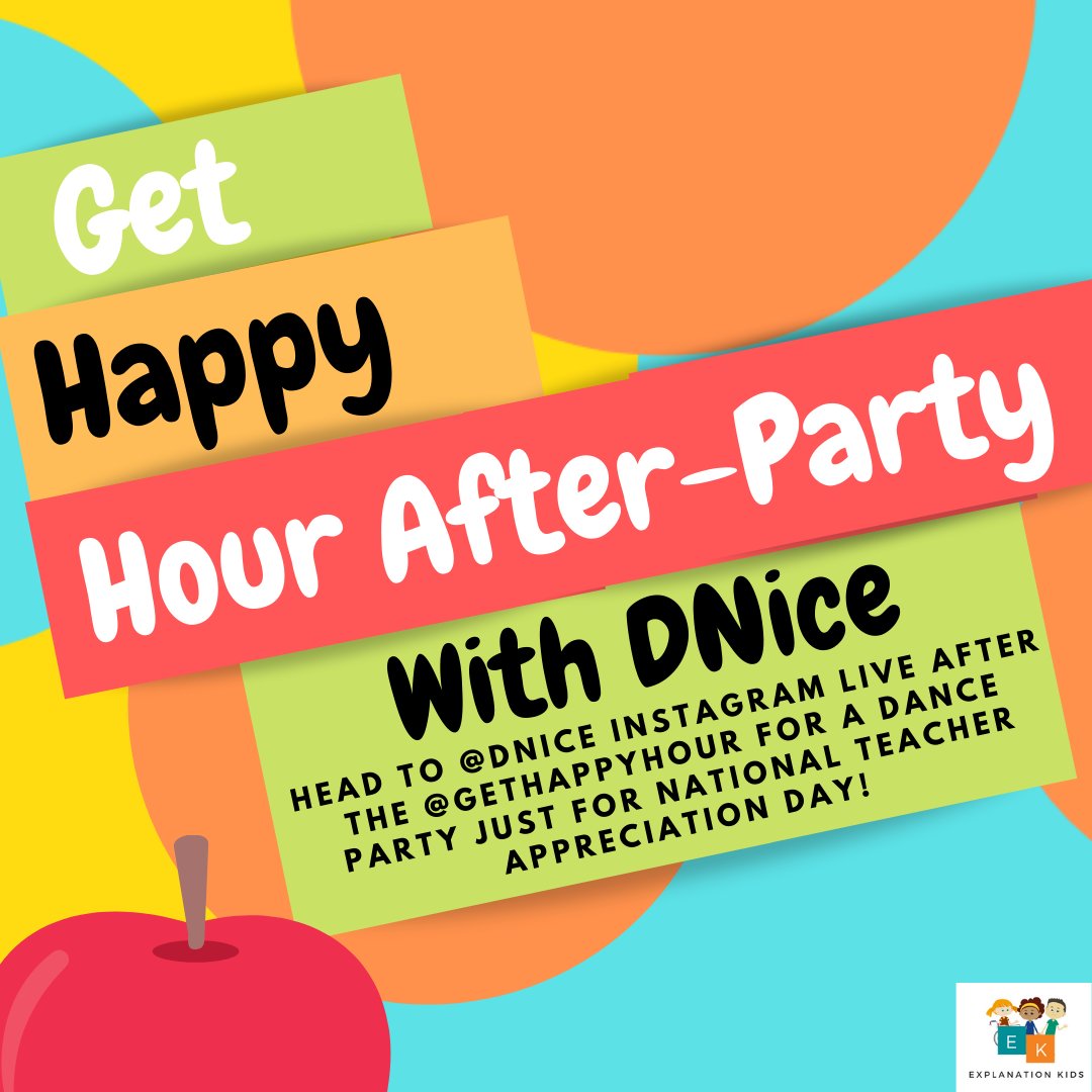 GetHappyFund's tweet photo. Join our after-party on Instagram with the incredible DNICE! Stay healthy, stay safe, stay blessed. And thank a teacher! #GetHappyHour #AllInForTeachers https://t.co/bl6NA385qp https://t.co/WigqaPunOm
