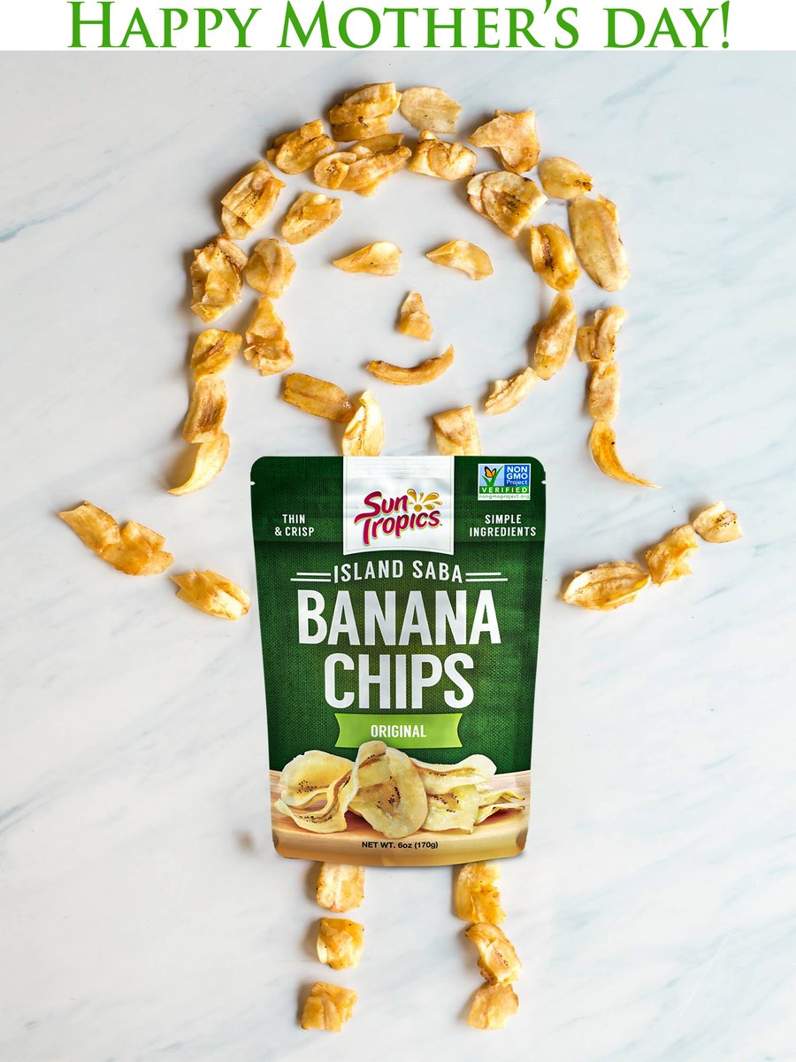 SunTropics's tweet photo. Happy Mother’s Day to all our Moms!  No better treat than Sun Tropics Saba Banana Chips.  Pick them up @Safeway @WholeFoodsMarket @Sprouts
#suntropics #snacks #glutenfree https://t.co/B7e6alAenv