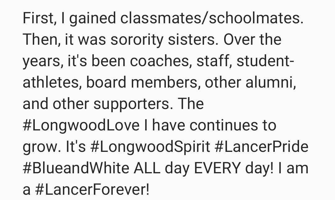 ELynne_VA's tweet photo. #LongwoodTogether I have 23 years of @longwoodu memories. I'm so thankful for the education I received, but I also walked away with an ever-growing family that I love! #LancerPride #LongwoodSpirit #BlueandWhite #LancerForever https://t.co/0zEQVw3Dsr