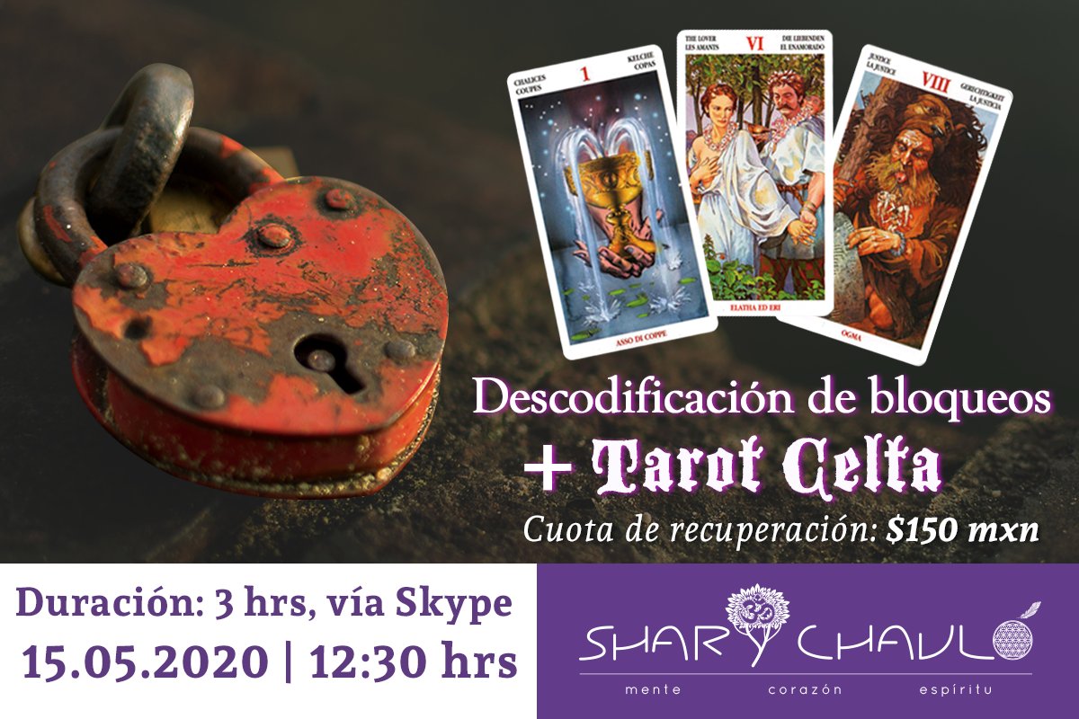 SharyChavlo's tweet photo. Recibe guía para continuar con tu crecimiento humano-espiritual desde casa. Con ayuda de la #descodificación y el #tarotcelta descubrirás la raíz de tus bloqueos en algún aspecto de tu vida: laboral, relación de pareja, árbol genealógico, enfermedad o sobrepeso. #YoMeQuedoEnCasa https://t.co/GYmaG2b1oz