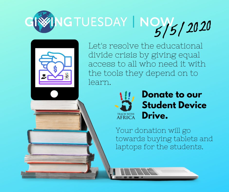 #GivingTuesdayNow is an opportunity for people around the world to stand together in unity. Donate towards buying tablets &amp; laptops for the students we serve in South Africa so they can have the same opportunity to learn from home: bit.ly/studentdeviced…

#npcovid #DigitalDivide