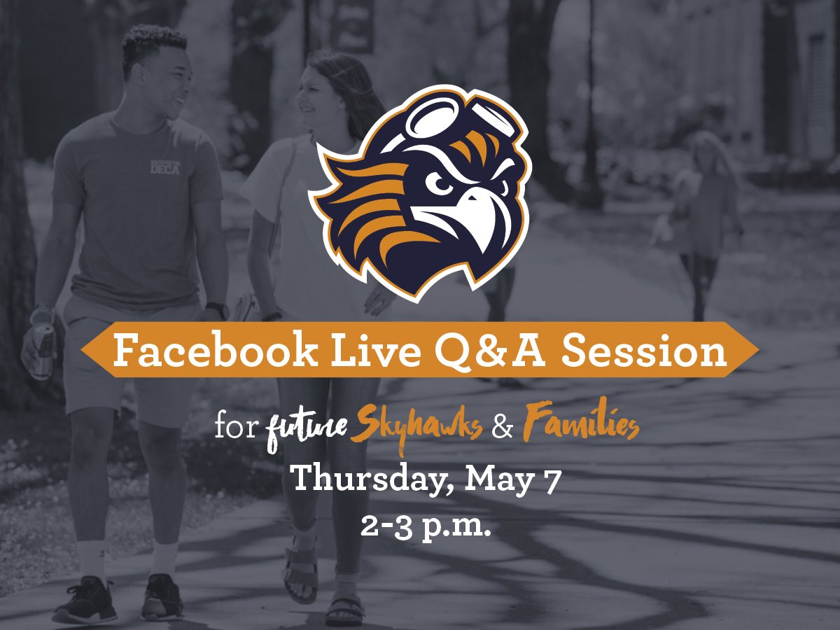 Future Skyhawks and families! Join us this Thursday for a Facebook Live Q &amp; A! You can even submit questions in advance to social@utm.edu. #beutmproud