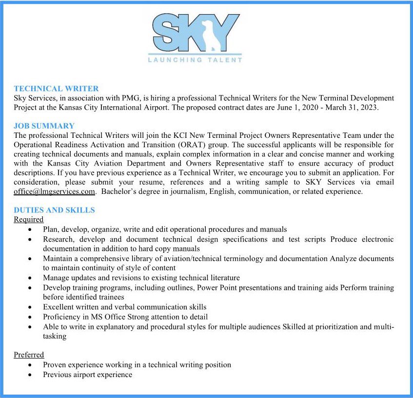 SKY is hiring Technical Writers!