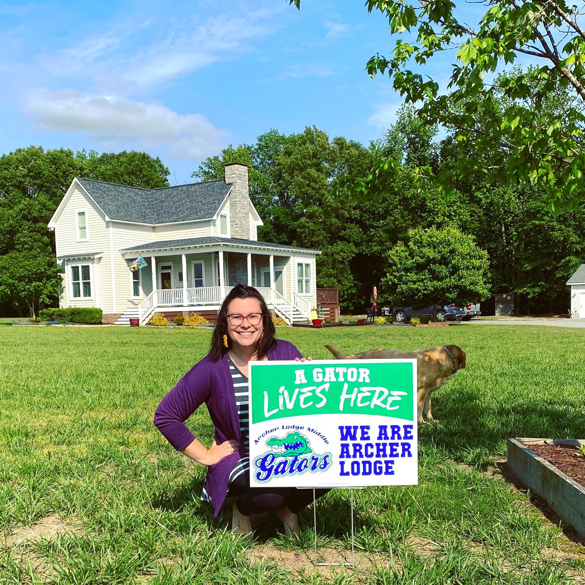 this awesome sign was hand delivered from <a href="/almsgators/">Archer Lodge Middle</a> this afternoon 🎉🎉 feeling the love over here — and missing my school big time!! #gogators #wearearcherlodge #teacherappreciationweek