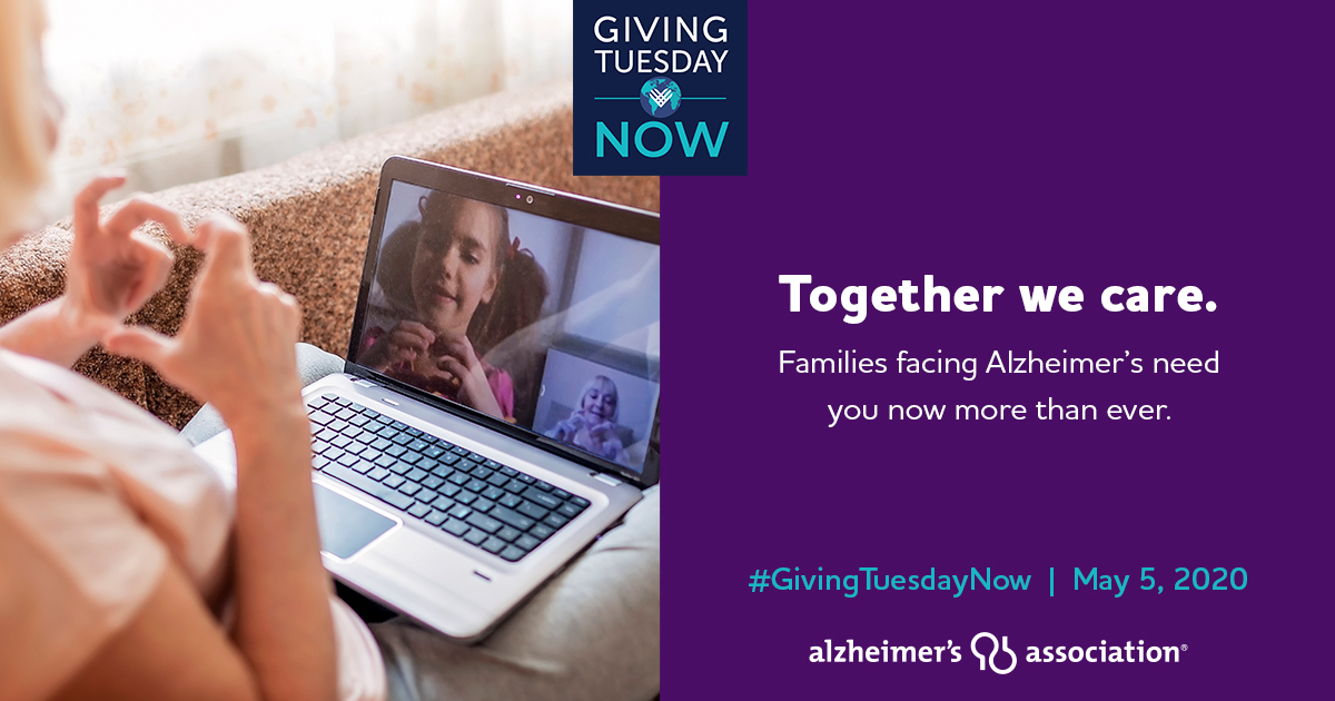 ALZDallasNETX's tweet photo. Today is #GivingTuesdayNow,  a global day of giving. Families facing Alzheimer’s need us now more than ever. Please consider donating. Every $ raised allows the Association to provide 24/7 support while accelerating critical research. Thank you. #ENDALZ https://t.co/NcxvqLXPxN https://t.co/w1x2nP54jR