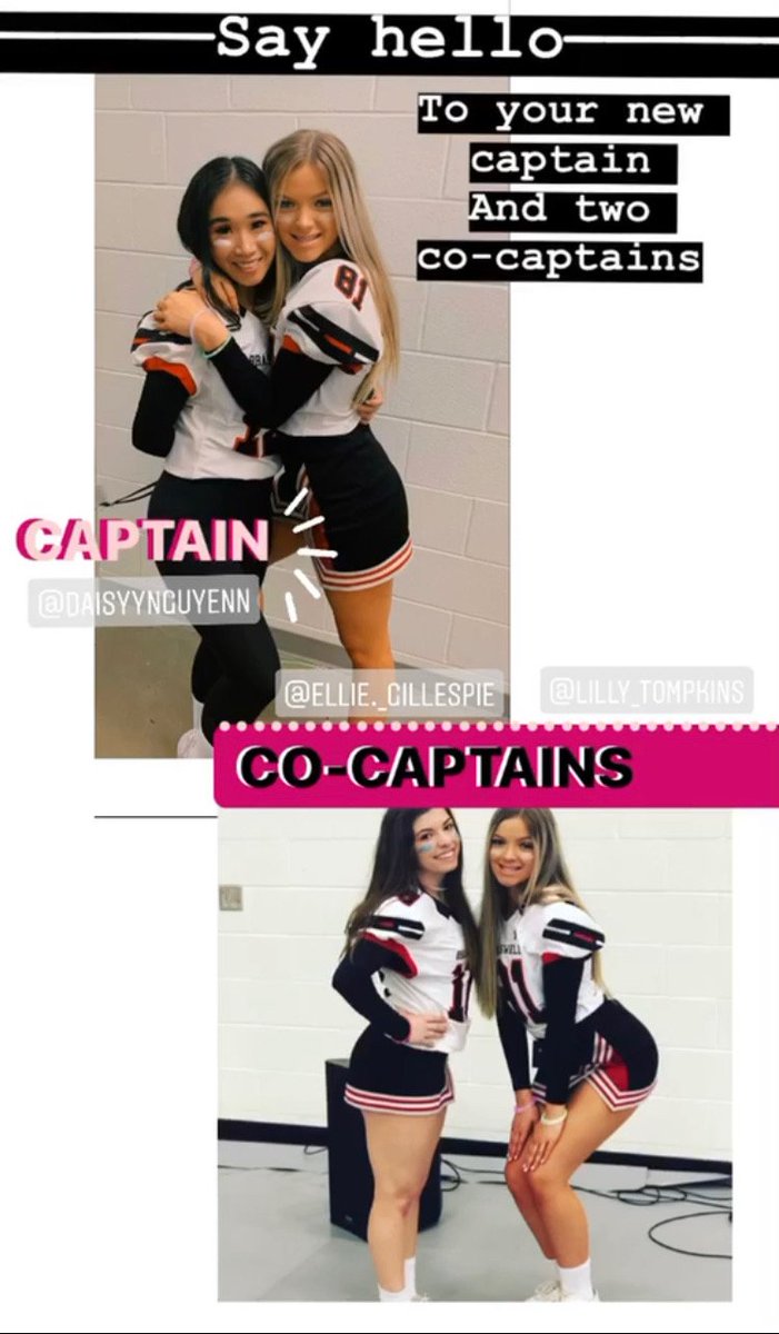Everyone say hello to our 2020-2021 Varsity Captain Daisy and our two Co-Captains Ellie and Lilly! Congrats Ladies! ❤