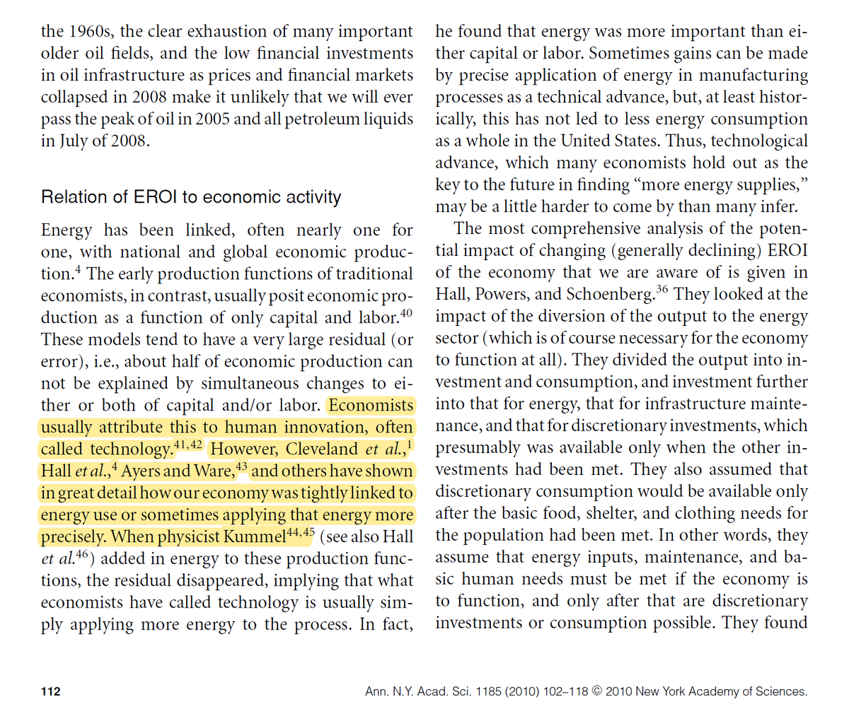 2/20 In fact, energy consumption and GDP are highly correlated for the world as a whole. And correlation 𝘪𝘴 causation here. (C.f. some more quotes from https://www.ncbi.nlm.nih.gov/pubmed/20146764 and how the crash in '08 was likely largely due to the oil price spike).