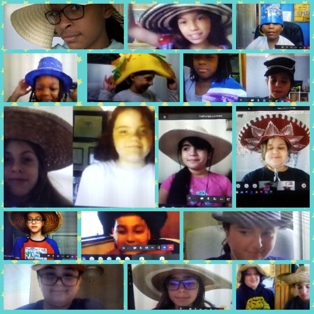 ProfessaDiva954's tweet photo. #PhotoGrid We celebrated Cinco de Mayo With Hat-titude🎩🧢👒🥳
#virtualclassroom #VirtualEducator
Lessons from @Newsela @DiscoveryEd @VocabularyCom @GetKahoot and @HISTORY channel. @BCPSInnovates @ManateeBayElem @browardschools @BrowardESOL @Broward_SS @StudiesDuo https://t.co/PQTTcYiFZV