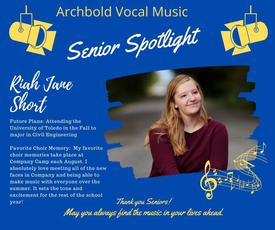 ArchboldChoirs's tweet photo. Another day, another senior spotlight! Today we feature Riah Short! https://t.co/OQNr6OdooH