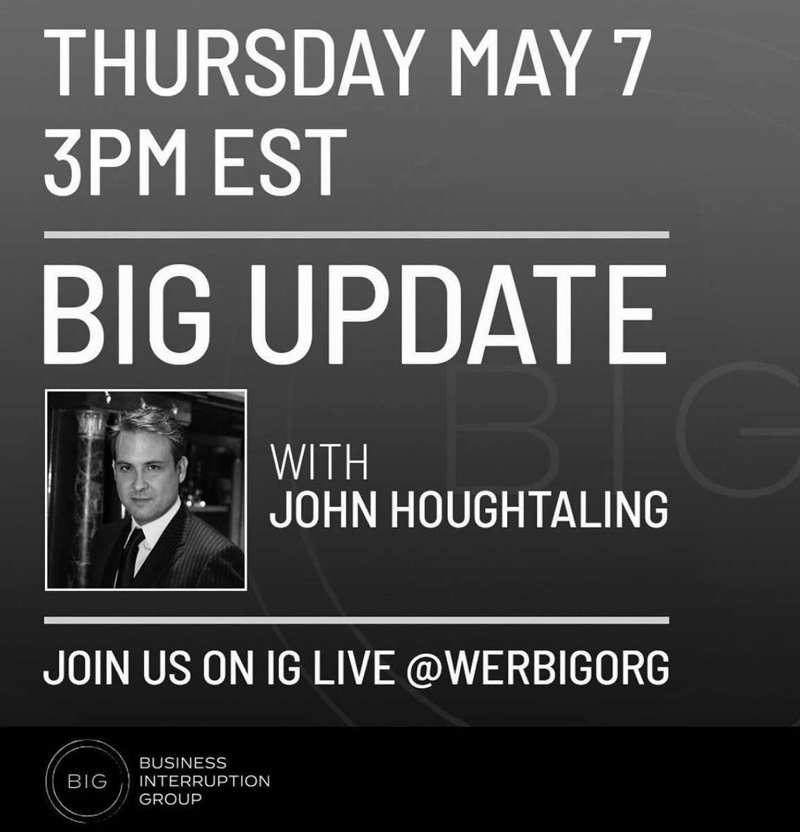 werbigorg's tweet photo. Join us this Thursday, May 7th, on Instagram Live (@werbigorg) at 3PM EST to discuss BIG updates with John Houghtaling. #WeRBig https://t.co/MO4pfz5TcH