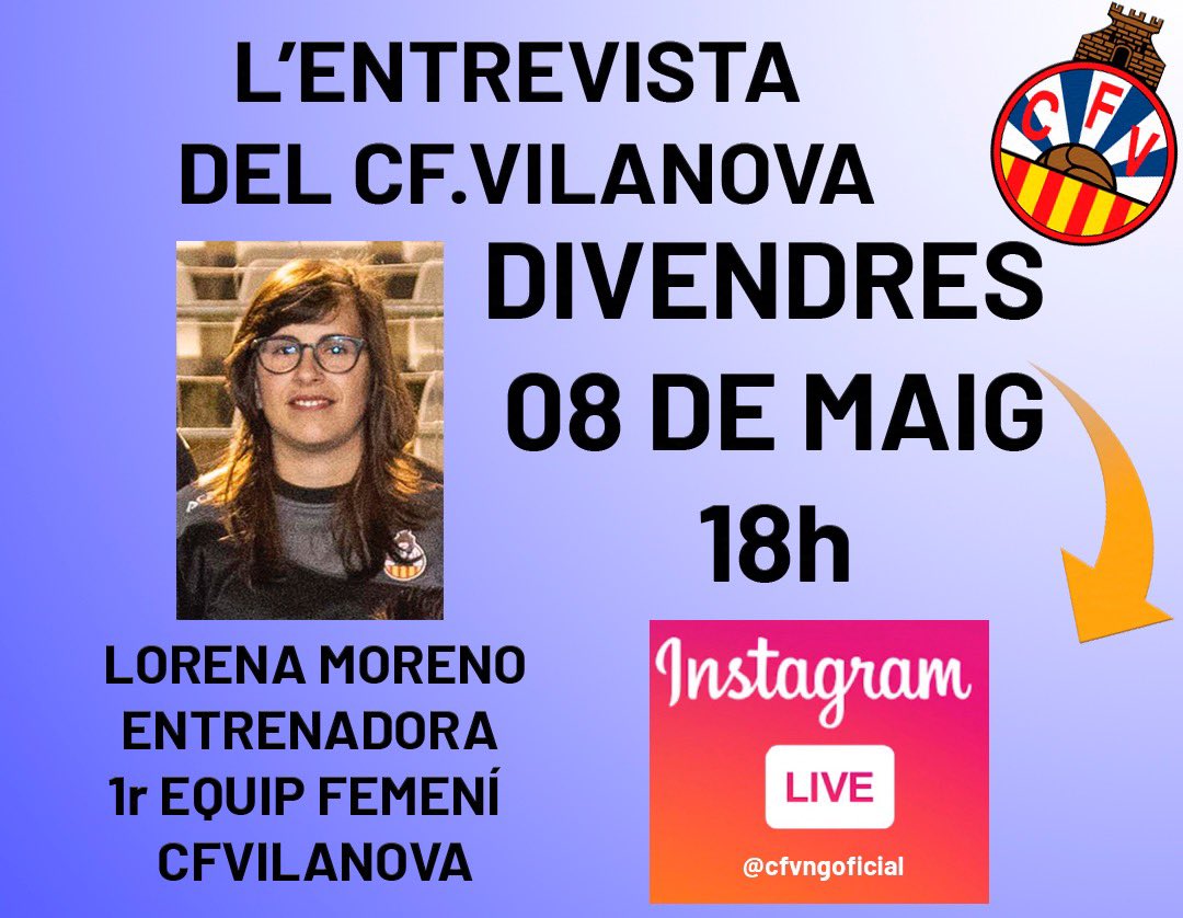 cfvng's tweet photo. Divendres, a la nostra secció de l’entrevista parlem amb “Lorena Moreno” entrenadora del nostre femení #femenícfvng https://t.co/JvLpAWTosJ