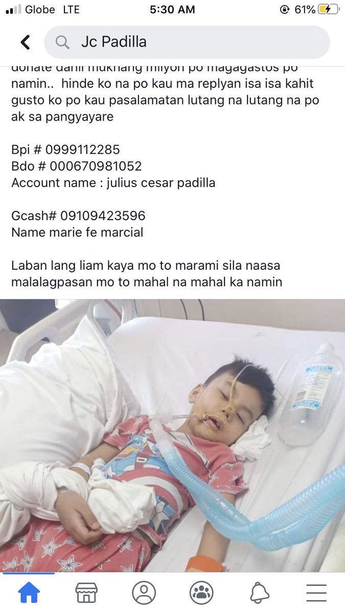 rdanielleacosta's tweet photo. @heart021485 Hi dear! I know this is a long shot but I’d take the chance. I came across this post on Facebook. This cute little boy has Leukemia and was hospitalized few days ago as a PUI.  I can contact them for you or you can find the bank details on the post. Thank you!! ❤️❤️ https://t.co/36qG48JOyC
