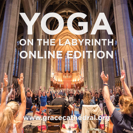 gracecathedral's tweet photo. Om in the comfort of your home with #YogaontheLabyrinth tonight 🧘✨🧘‍♀️ Join the Rev. Jude Harmon and Darren Main for a lively conversation with the yoga community on #FacebookLive followed by a recording of one of our archived classes at 6 pm. #graceisonline #meditation #wellness https://t.co/Yts3zg4aYM