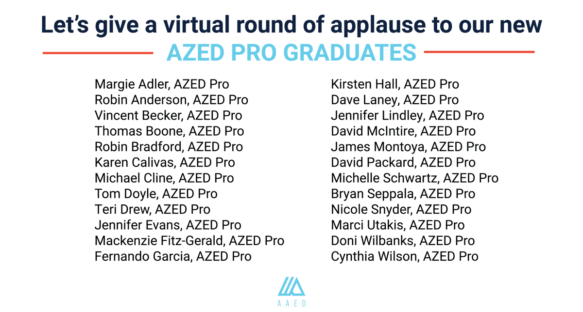 _AAED's tweet photo. #EDW2020 is a perfect time to wish a big CONGRATULATIONS to our new #AZEDPro graduates!! https://t.co/Dj0DvH22rZ