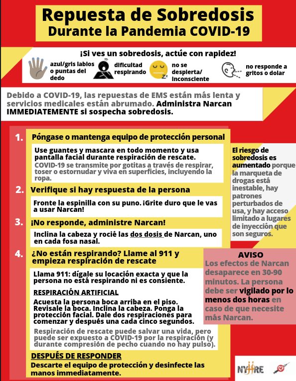 _OnPointNYC's tweet photo. 🗣🗣OD Response Education for During the #COVID19 Pandemic— SPANISH VERSION‼️

We’re working on translating our #harmreduction educational materials so they’re more accessible to more members in our community. Have a topic you’d 🧡 to see in Spanish? DM us! #sobredosis https://t.co/X5NIpqmIad