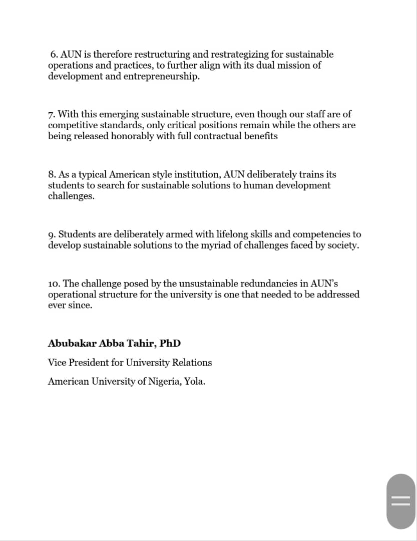 AUNigeria's tweet photo. AUN Press Release:
RESTRUCTURING FOR SUSTAINABILITY
05/05/2020 https://t.co/vc3hubuBip