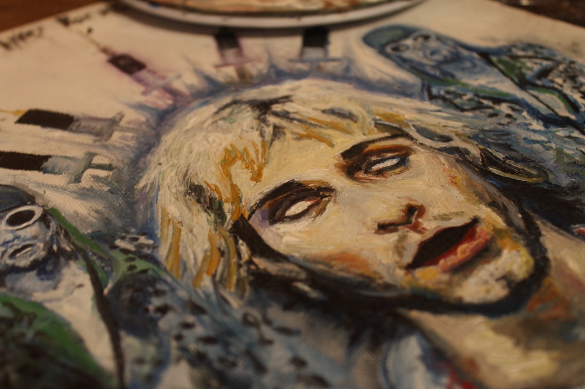 with___teeth's tweet photo. Starting a bid on eBay for my Hurt Cobain Original Oil Painting. RT pls💙💙
Link: https://t.co/S3guGUaPrp
#KurtCobain #boddah #Nirvana #KurtCobainPainting
#originalart #oilpainting #nirvanaart https://t.co/fCRvMKHcDL