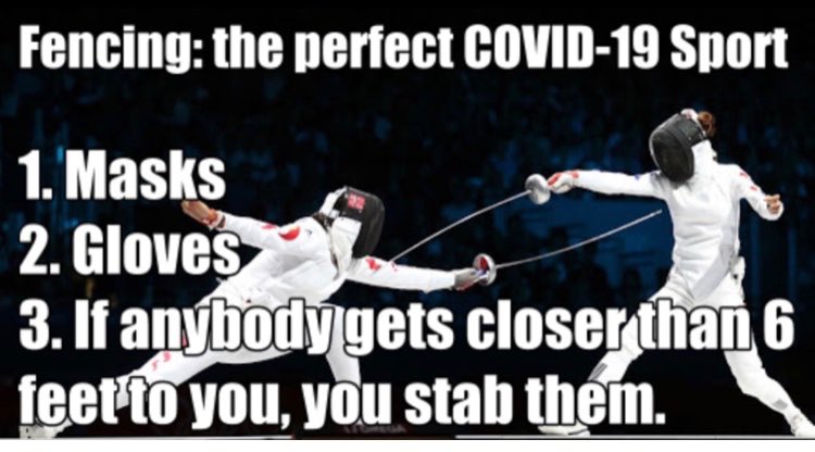 dramalioti's tweet photo. I always knew my old fencing kit will come handy one day  #Covid19 #PPE https://t.co/KOHYbMpEXL