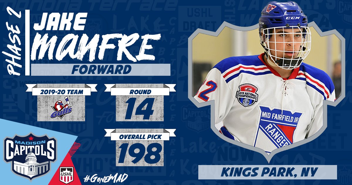 MadCapsHockey's tweet photo. Next up, another '04 birth year with the selection of Jake Manfre. Welcome to Madtown, Jake! #GoneMAD https://t.co/nXwy9dL1x4