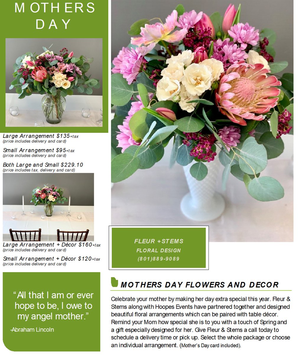 Have you figured out what to get Mom for Mother's Day? Call Fleur and Stems

@fleurandstems

#mothersdayflowers #motherdaygifts #flowerarrangementsformothersday #utahflorist #utahfloristmothersday #beatifulfloralarrangments #wheretobuymothersdayflowers