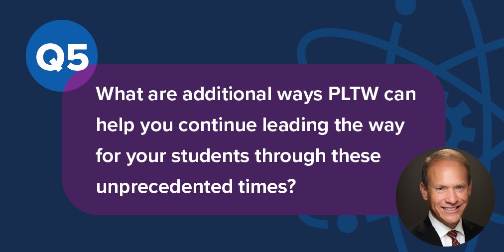 PLTWorg's tweet photo. Q5: What are additional ways PLTW can help you continue leading the way for your students through these unprecedented times? #PLTWChat https://t.co/UGjI1CWjhp