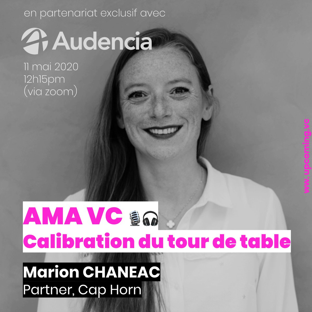 UPCOMINGVC's tweet photo. 🔥Last call pour participer à notre prochain #AMAVC avec Marion Chanéac, Partner chez Caphorn!

✅ Tu es étudiant à @audencia ?

⤵
https://t.co/HXpieAEAOC https://t.co/MPw0csQIlJ