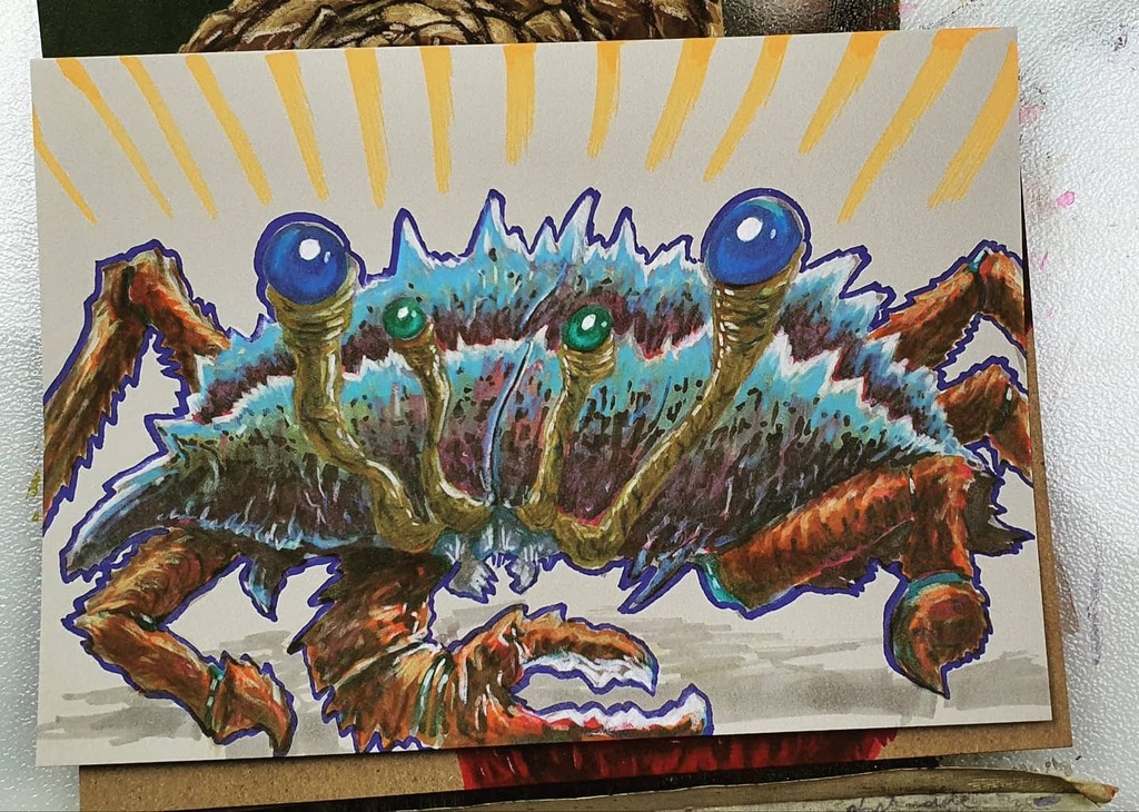 n_seabolt's tweet photo. Today is gonna be crusty, I can just tell.
.
.
.
.
.
.
#crustacean #crab #kreb #creaturedrawing #lefty #alien #sharingart #markers #coloredpencil #traditionalart #monsterartist https://t.co/p0zW147mY8 https://t.co/5df5U8RRzc