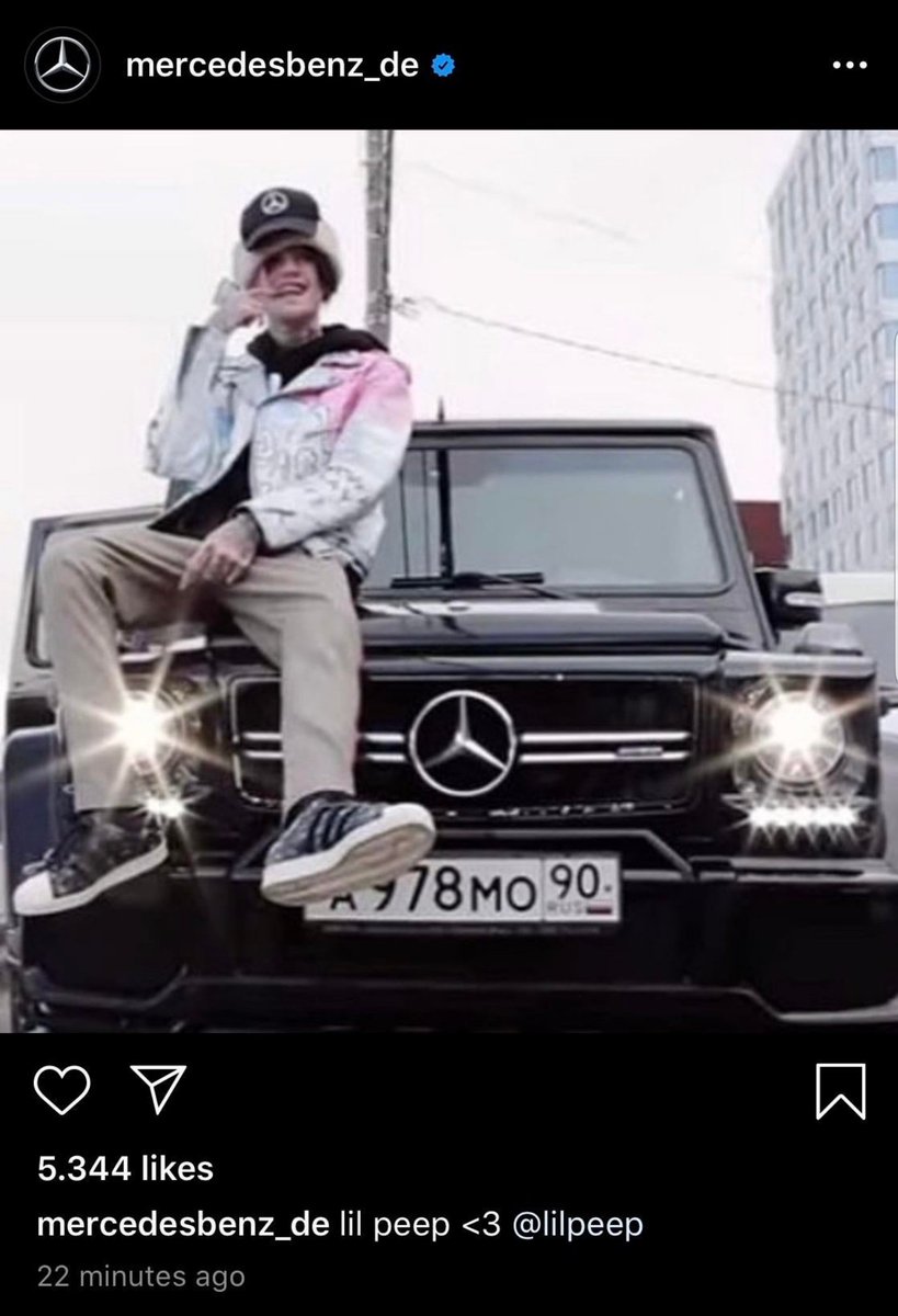 imnotenoughsrry's tweet photo. The German Mercedes benz Instagram got hacked and they posted a picture of Lil Peep https://t.co/Bw7OmghFmN