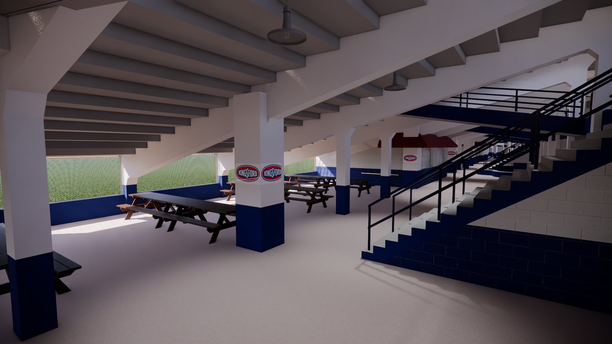 SportsBandbox's tweet photo. Grab a dog, a burger and a table then settle into the @Kingsford Picnic Area under the left field stands at old #ComiskeyPark. #TheComiskeyProject #Veeck #Virtual #Ballpark #grilling https://t.co/xaOsze3cif