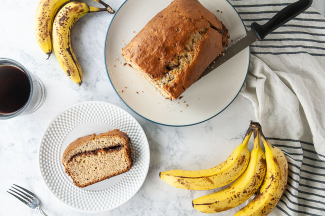 WriterJennaF's tweet photo. I've jumped on the quarantine banana bread bandwagon. I'm not sad about it. Recipe here: https://t.co/aWVWGY5Jpq https://t.co/6UZeoB1Pcy