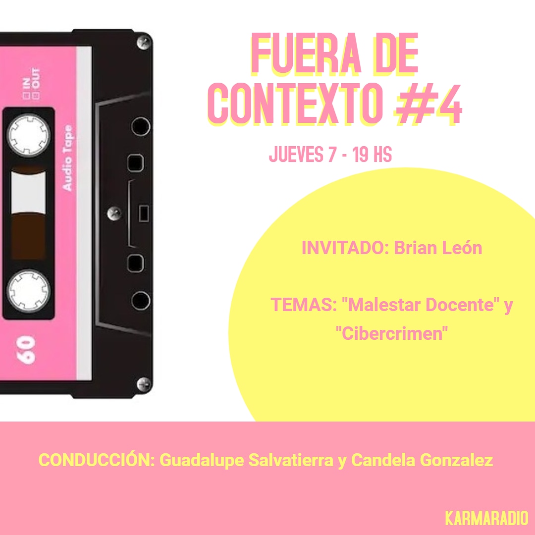fe_karma2020's tweet photo. ⚠️Volvimos con todo⚠️
Este jueves 7 no se pueden perder Fuera de Contexto #4🎙️ a las 19 hs! Escuchá nuestras secciones sobre el Malestar Docente y el Cribercrimen junto con nuestro invitado Brian León🤩 Hablaremos sobre temas que nos atravisesan mucho día a día🧫 Lxs esperamos!💛 https://t.co/jcMs0pllQg