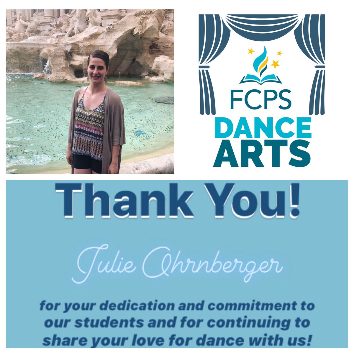 FCPSDanceArts's tweet photo. Did you guess correctly?? ππ»
.
Thank you Julie! We appreciate all you do for our dancers!
.
#teacherappreciationweek #FCPSDanceArts #FCPSDance #weloveourteachers #danceteacher #danceeducation #dance #teacher @MrsODances @HuntersWoodsES @FCPSfinearts https://t.co/XemLir1xMa