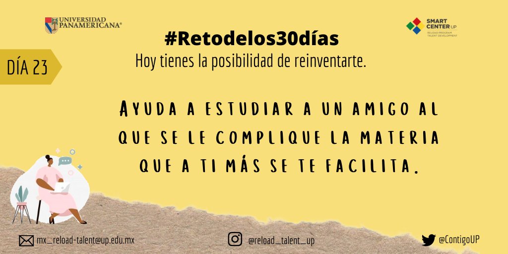 ContigoUP's tweet photo. ¡A pesar de la distancia puedes ayudar a tus amigos! 👫👭📖
#SmartCenter #Reto30 #Reload&Talent #stayhome https://t.co/WQ0S3IzkZi