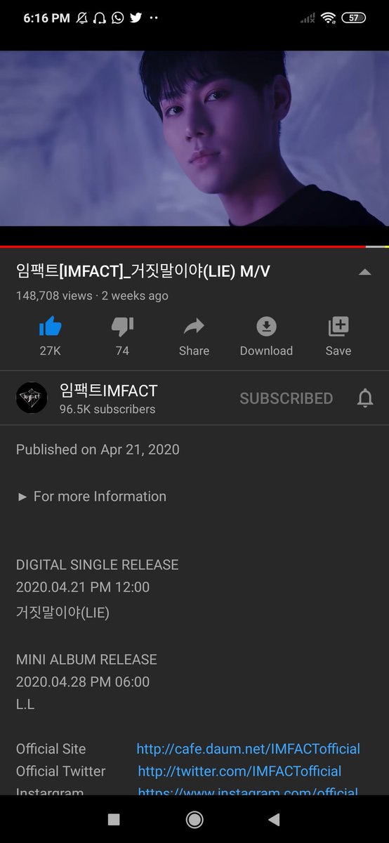 nflyingrl's tweet photo. √ imfact - lie (200505) #StreamLie @imfact_twt @IMFACTofficial https://t.co/oJ25hPymJ9 https://t.co/lfq5MUxoh6