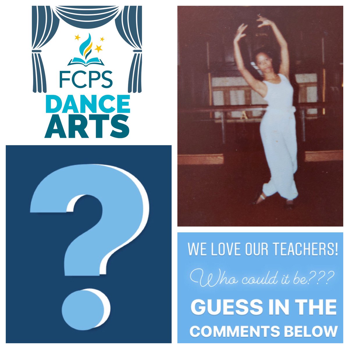 Did you guess correctly?? 💃🏻
.
Thank you Lisa! We appreciate all you do for our dancers!
.
#teacherappreciationweek #FCPSDanceArts #FCPSDance #weloveourteachers #danceteacher #danceeducation #dance #teacher <a href="/FCPSfinearts/">FCPS Fine Arts</a>