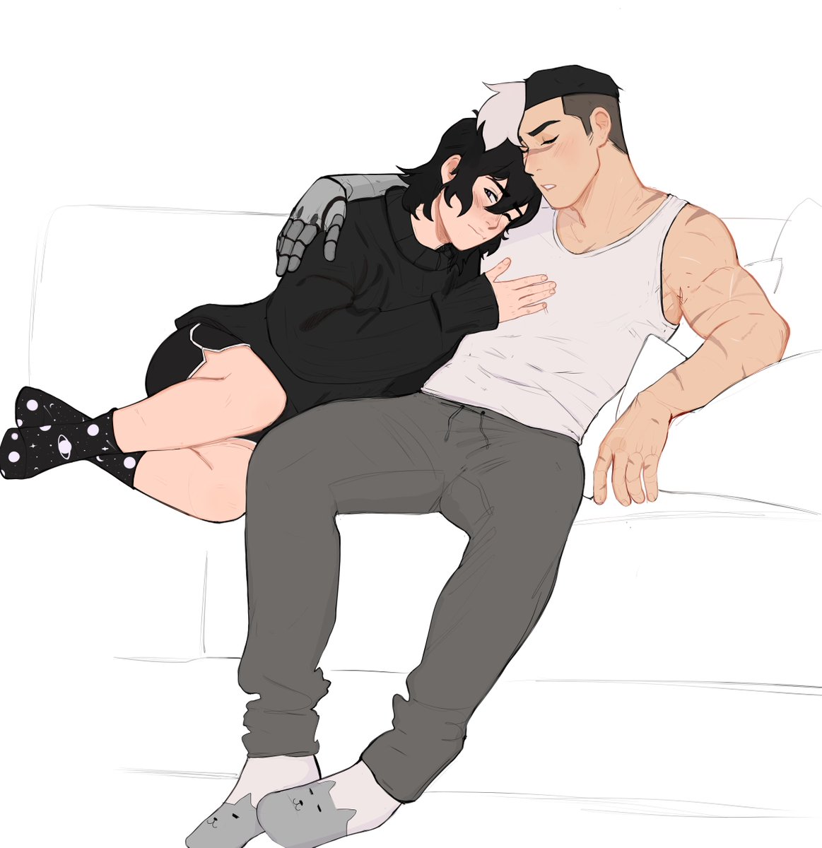 A sketch commission I did for my friend <a href="/saltyshiro/">saltyshiro</a> for their Cyborg/Android Sheith au (Ao3 Link is below! Please check out it out )