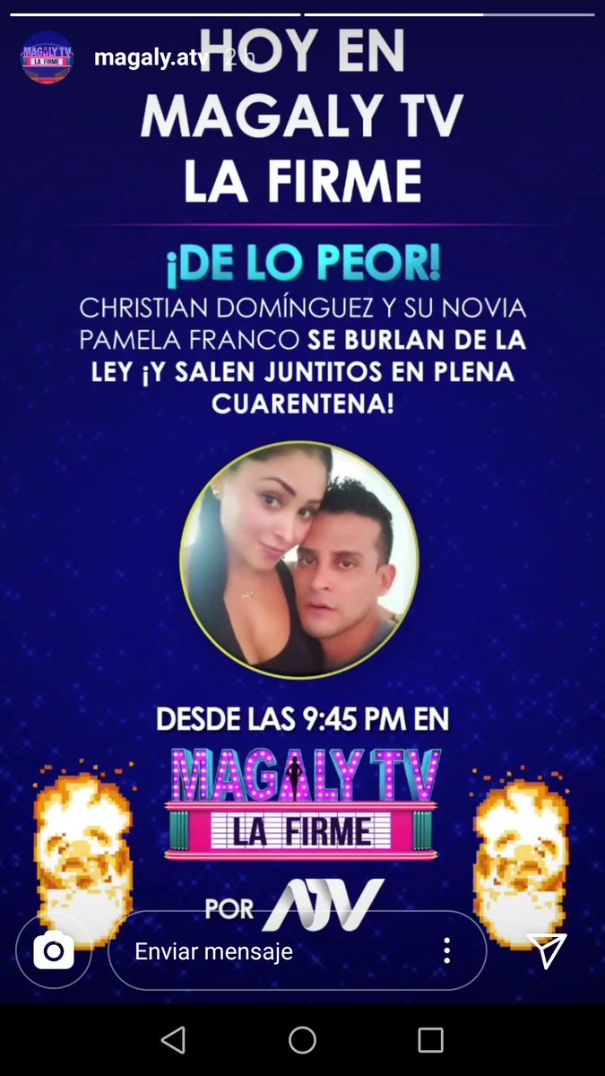 jose_tejeda97's tweet photo. Hoy, en #MagalyTvLaFirme, otro par de joyitas que incumplen con las disposiciones del aislamiento social obligatorio, el Olluquito Domínguez y Pamela Franco 🤦‍♂️🤦‍♂️. @magalyperu @LlamoPatrick @saynomore_otto @atvpe_fans @ATVPeFans @fans_magaly @rodgonzalezl @FCO_RodrigoG https://t.co/0CF3LC4MS1