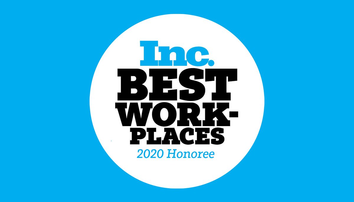 Our agency is known for our great people and the unique culture we've built together.  Today we're proud to have that success recognized through our inclusion as one of <a href="/Inc/">Inc.</a>'s Best Workplaces of 2020. Booyah! buff.ly/2L2vgwf #IncBestWorkplaces #WorkplaceCulture #Agency