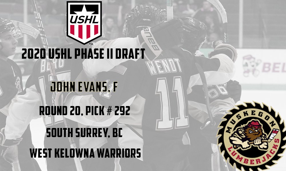 MuskegonJacks's tweet photo. In the 20th round, we've selected high-scoring BCHL forward John Evans! #USHLDraft https://t.co/oxVGViuSoM