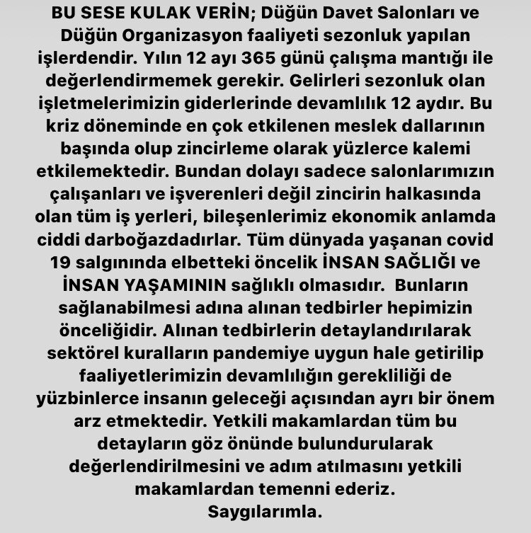 Reteweet yapın ki sesimiz duyulsun #düğünümüVar #düğünümüzvartürkiye #müzisyen #organizasyon #düğün #düğünsalonu <a href="/meral_aksener/">Meral Akşener</a> <a href="/fatihportakal/">fatih portakal</a> <a href="/kilicdarogluk/">Kemal Kılıçdaroğlu</a> #gelin #damat #istdo #düğünleraçılsın <a href="/MehmetNuriErsoy/">Mehmet Nuri Ersoy</a> <a href="/tcbestepe/">T.C. Cumhurbaşkanlığı</a> <a href="/saglikbakanligi/">T.C. Sağlık Bakanlığı</a> <a href="/drfahrettinkoca/">Dr. Fahrettin Koca</a>