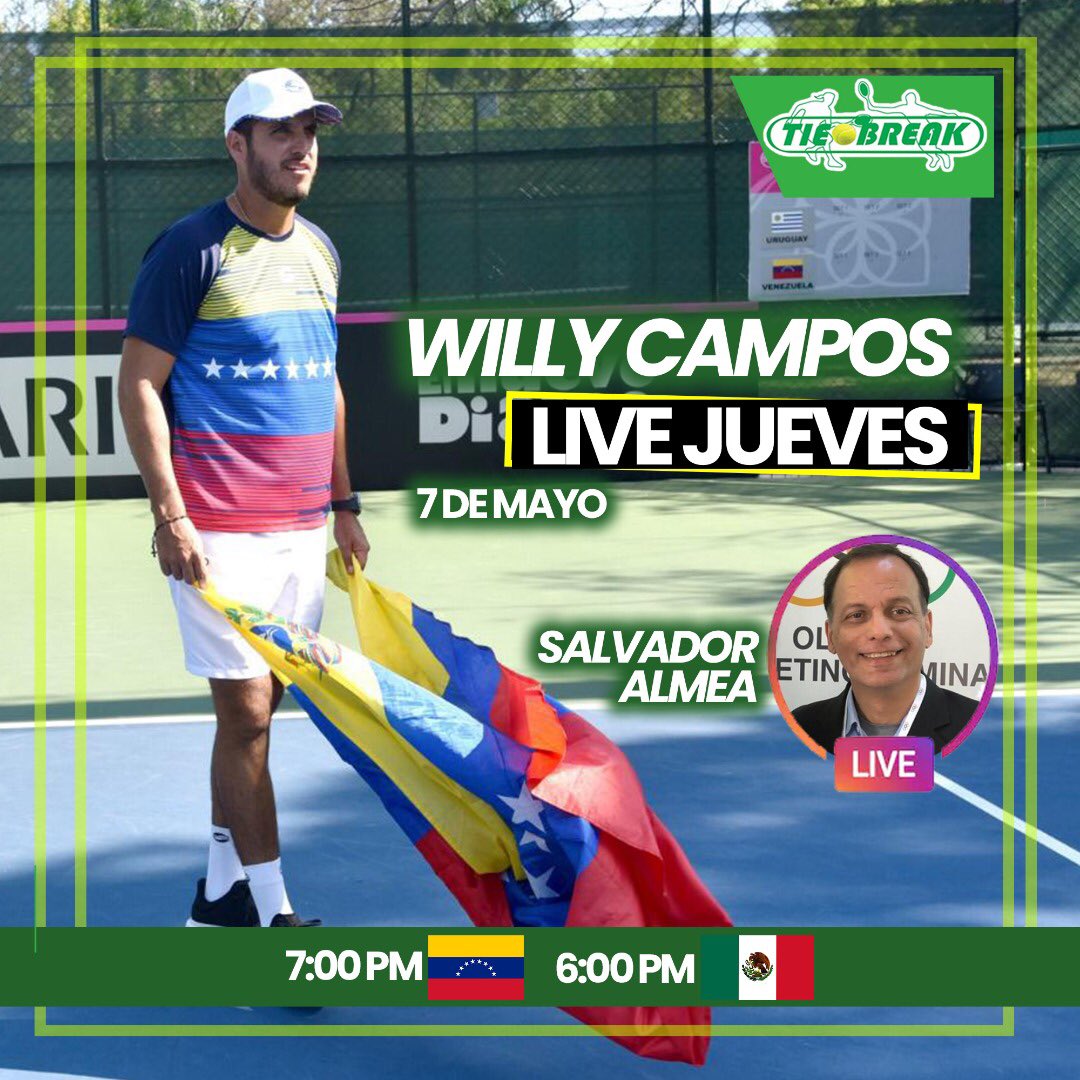 tiebreaktv's tweet photo. #TiebreakInforma IMPARABLES 🎾
Jueves de live 
...
@salvadoralmea tendrá una conversa agradable y nutrida con Willie Campos 
...
Jueves de Tenis , jueves de TiebreakTv en Instagram 
...
Corre la voz 📢 https://t.co/F7yRX1Ibzn